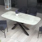 Mesa de exterior con base de aluminio y tablero laminado HPL de 12 mm - Zefiro viadurini