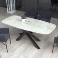 Mesa de exterior con base de aluminio y tablero laminado HPL de 12 mm - Zefiro