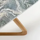 Mesa de exterior con base de madera y tapa de cerámica ciprus icónica - Infinity viadurini