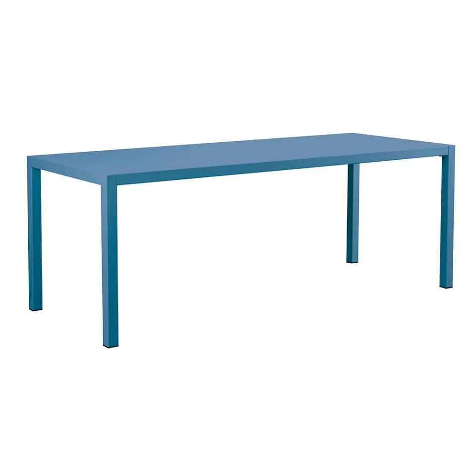 Mesa de Exterior Rectangular de Acero Galvanizado Made in Italy - Azul viadurini