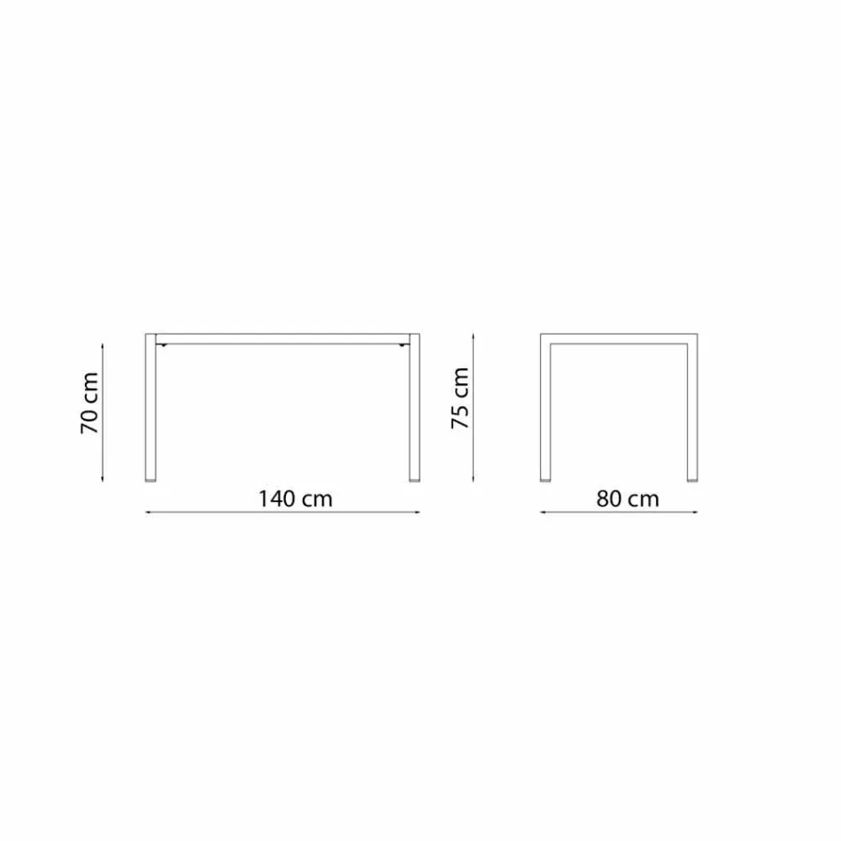 Mesa de exterior rectangular de metal autonivelante hecha en Italia - Binda viadurini