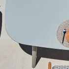 Mesa de exterior de diseño Varaschin Ellisse en color aluminio. viadurini