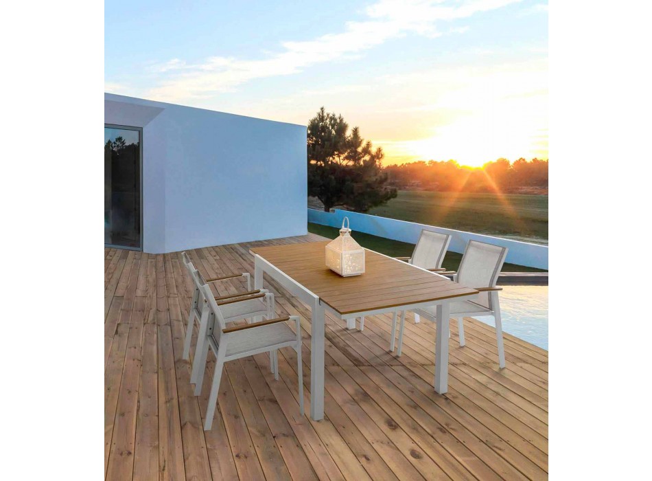 Mesa de jardín extensible en aluminio blanco Modern Homemotion - Sciullo viadurini