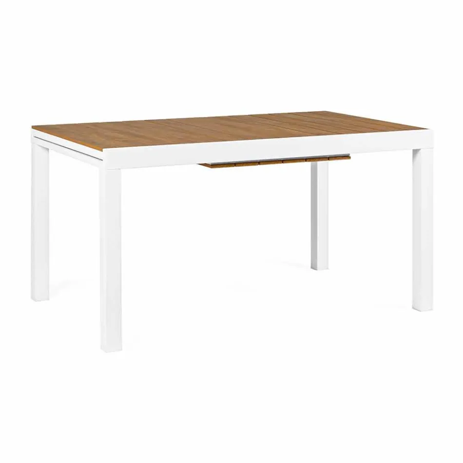 Mesa de jardín extensible en aluminio blanco Modern Homemotion - Sciullo viadurini
