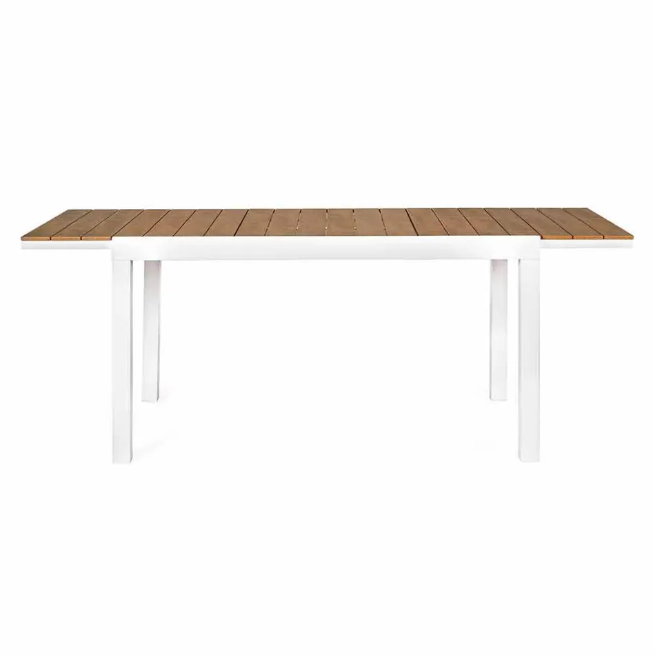 Mesa de jardín extensible en aluminio blanco Modern Homemotion - Sciullo viadurini