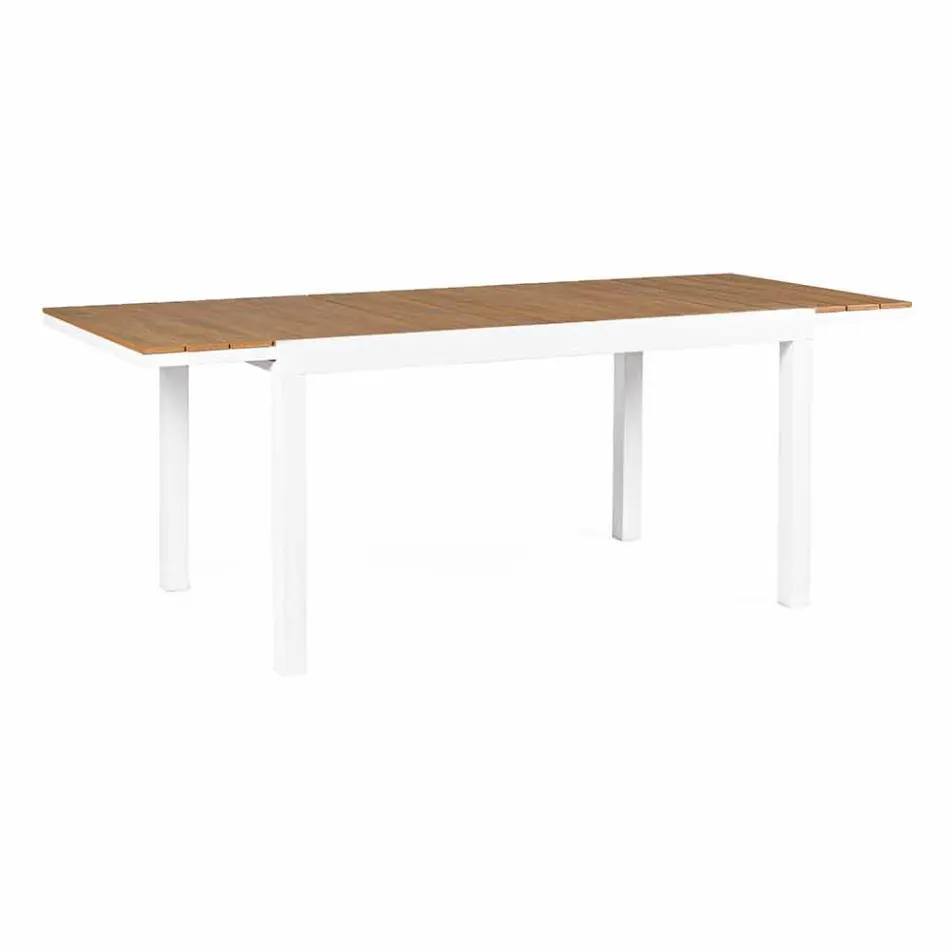 Mesa de jardín extensible en aluminio blanco Modern Homemotion - Sciullo viadurini