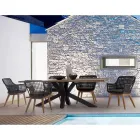 Mesa de jardín con tablero de madera de teca de Homemotion - Cowen Design viadurini