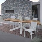 Mesa de jardín con tablero de madera de teca de Homemotion - Cowen Design viadurini