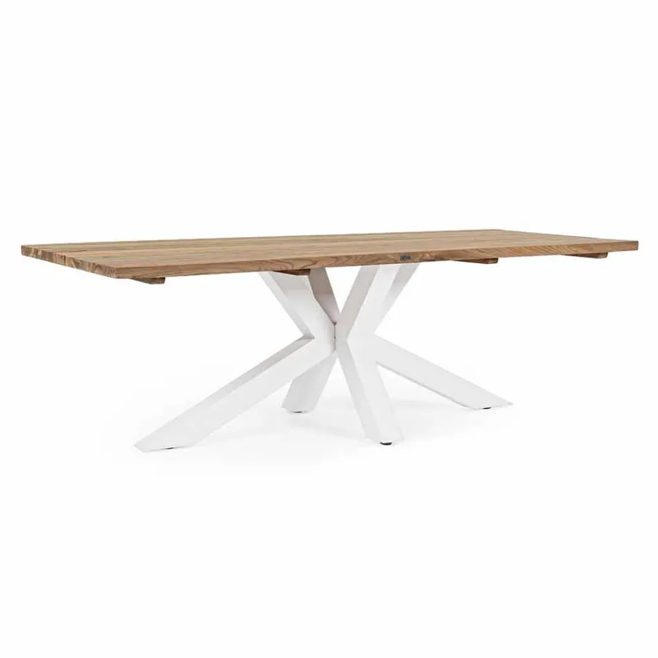 Mesa de jardín con tablero de madera de teca de Homemotion - Cowen Design viadurini
