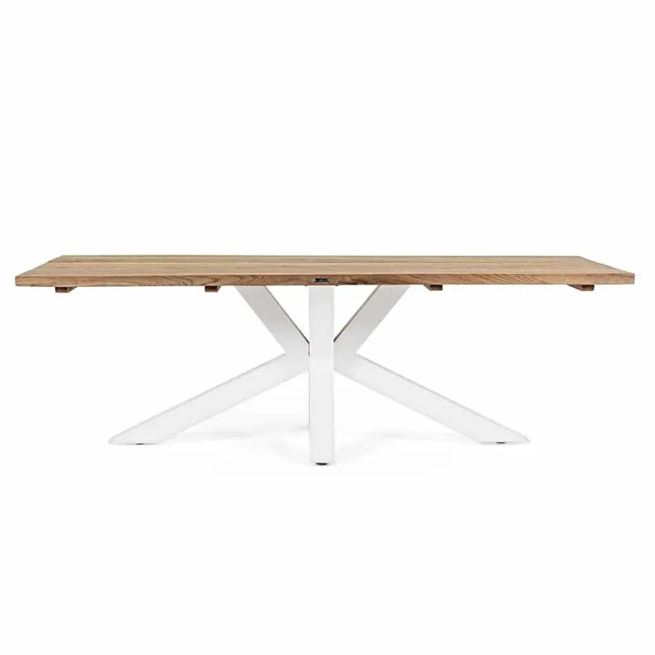 Mesa de jardín con tablero de madera de teca de Homemotion - Cowen Design viadurini