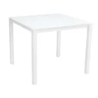 Mesa de jardín con estructura de aluminio pintado y tapa de cristal - Salim viadurini