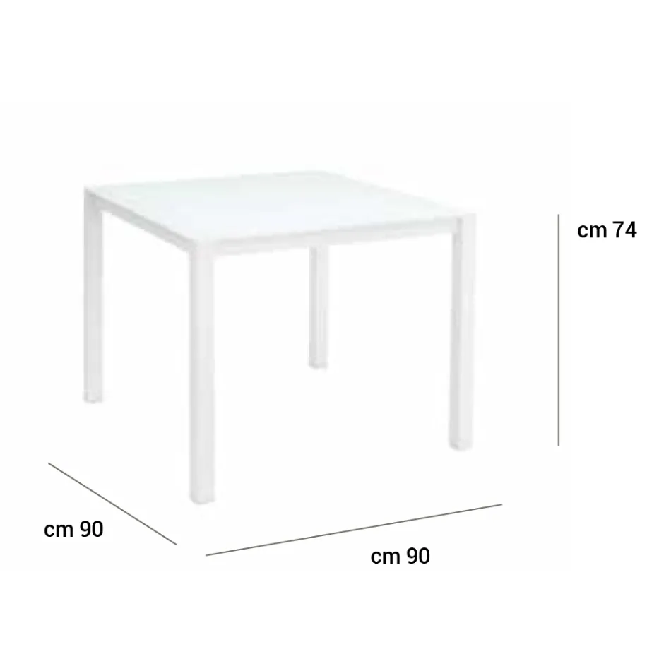 Mesa de jardín con estructura de aluminio pintado y tapa de cristal - Salim viadurini