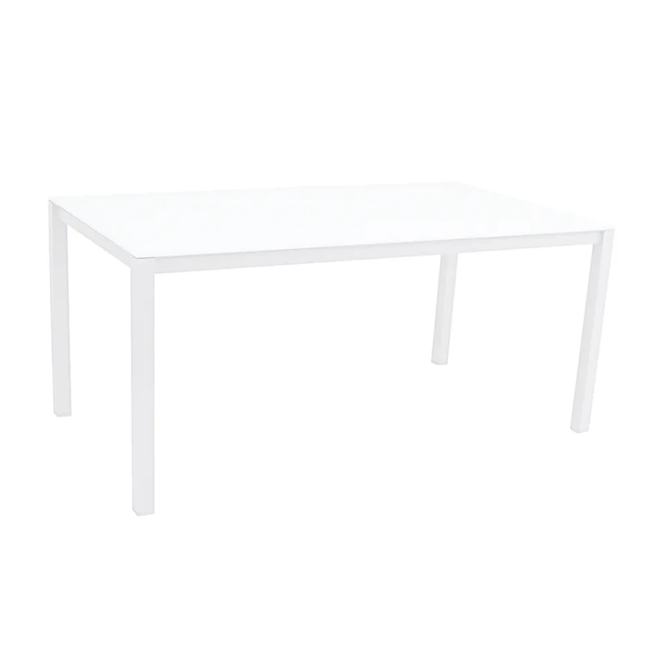 Mesa de jardín con estructura de aluminio pintado y tapa de cristal - Salim viadurini