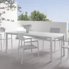 Mesa de jardín con estructura de aluminio pintado y tapa de cristal - Salim viadurini