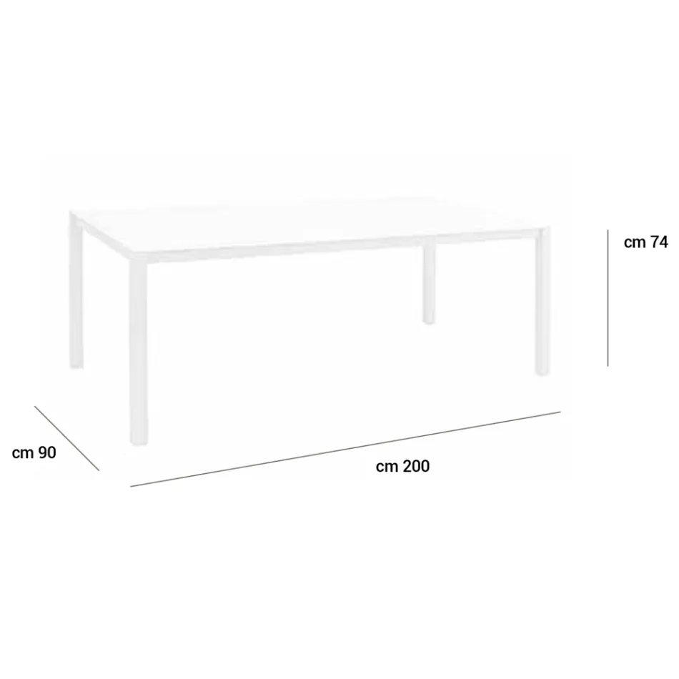 Mesa de jardín con estructura de aluminio pintado y tapa de cristal - Salim viadurini