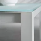 Mesa de jardín con estructura de aluminio pintado y tapa de cristal - Salim viadurini
