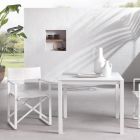 Mesa de jardín con estructura de aluminio pintado y tapa de cristal - Salim viadurini