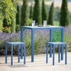 Mesa de Jardín Rectangular de Acero Galvanizado Made in Italy - Azul viadurini