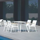 Mesa de jardín de aluminio blanco y diseño moderno laminado - Oceania2 viadurini