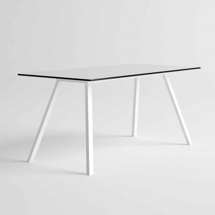 Mesa de jardín de aluminio blanco y diseño moderno laminado - Oceania2 viadurini