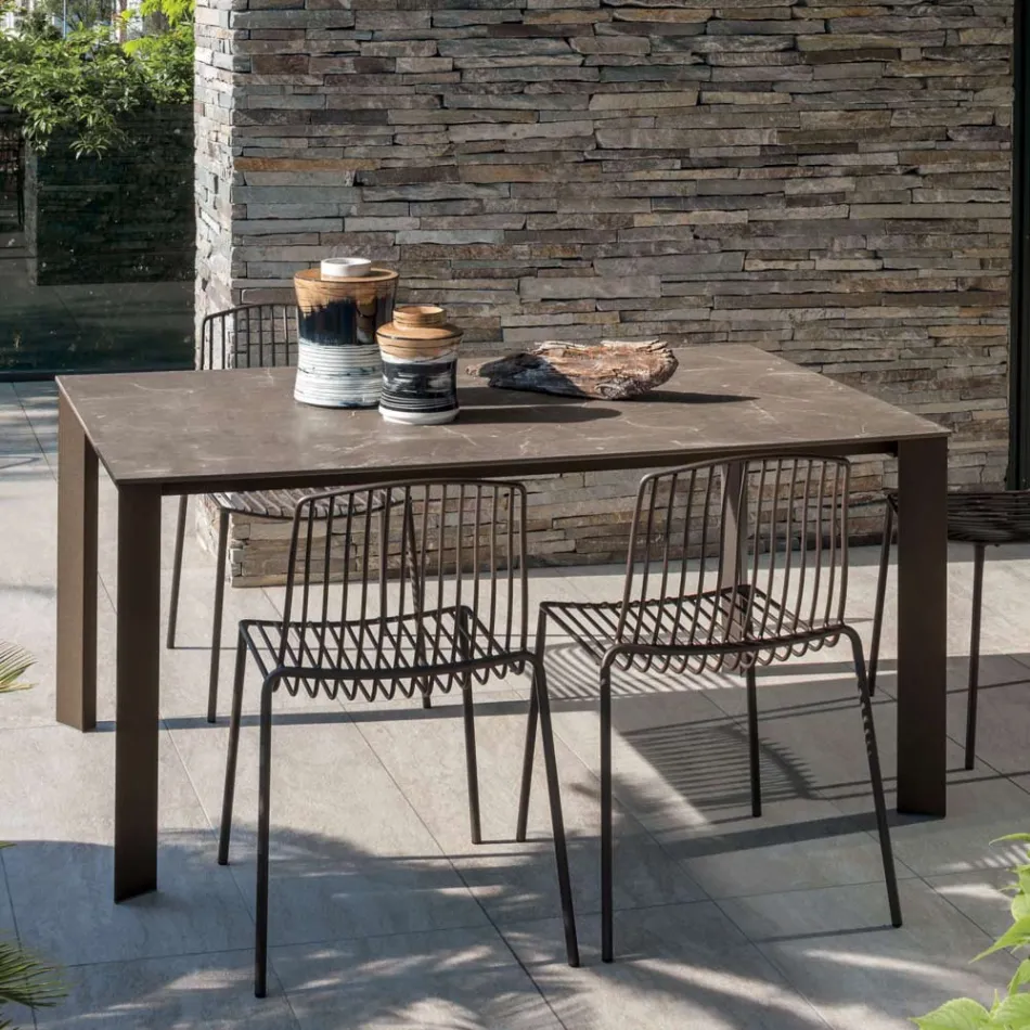 Mesa de jardín HPL con estructura de aluminio Made in Italy - Carl viadurini