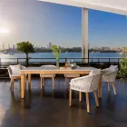 Mesa de Jardín en Teca Natural y Tapa de Cerámica - Artes viadurini