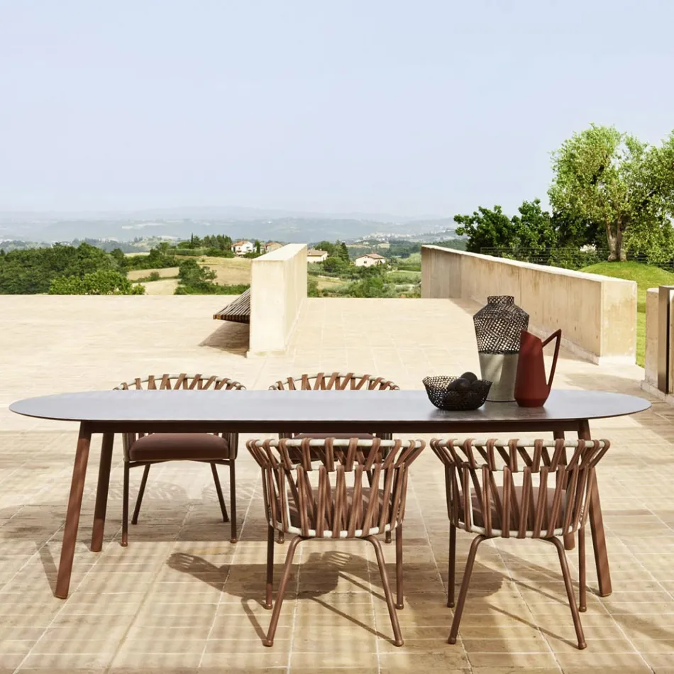 Mesa de jardín con tapa de Hpl de color Made in Italy - Emma by Varaschin viadurini