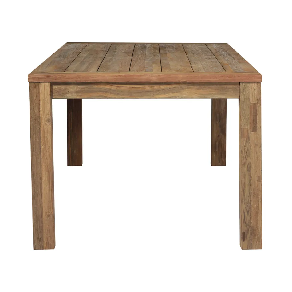Mesa de jardín rectangular hecha de teca reciclada - Elianto  viadurini