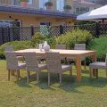 Mesa de jardín rectangular hecha de teca reciclada - Elianto 