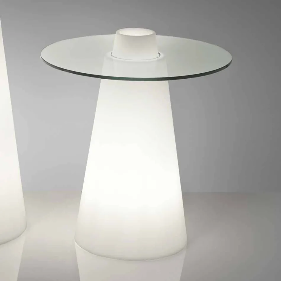 Brillante mesa de interior Slide Slide (H80) vidrio de polietileno hecho en Italia viadurini