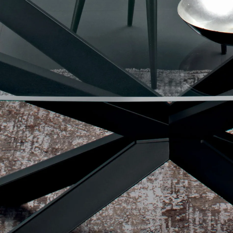 Mesa de comedor en forma de barril de vidrio y acero Made in Italy - Cave viadurini