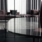 Mesa de comedor en forma de barril de vidrio y acero Made in Italy - Cave viadurini