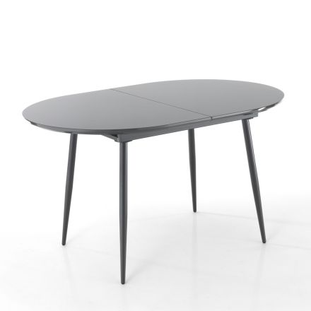 Mesa de comedor extensible a 160 cm en Mdf y metal gris - Carmel viadurini
