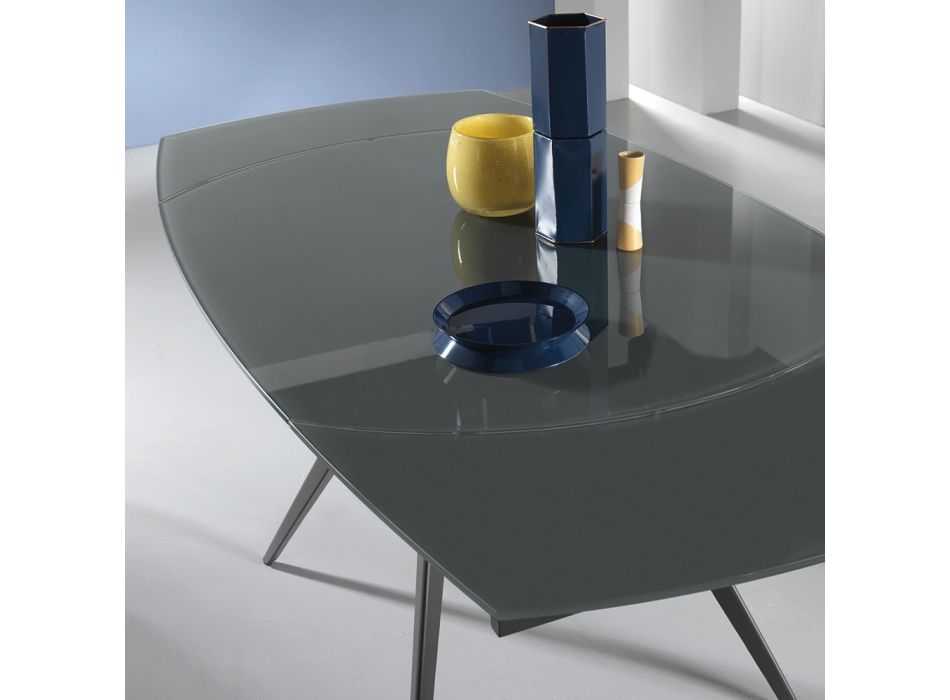 Mesa de Comedor Extensible hasta 180 cm en Cristal y Metal Pintado - Beatriz viadurini
