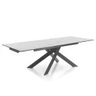 Mesa de comedor extensible hasta 240 cm en cerámica y acero - Relieve viadurini