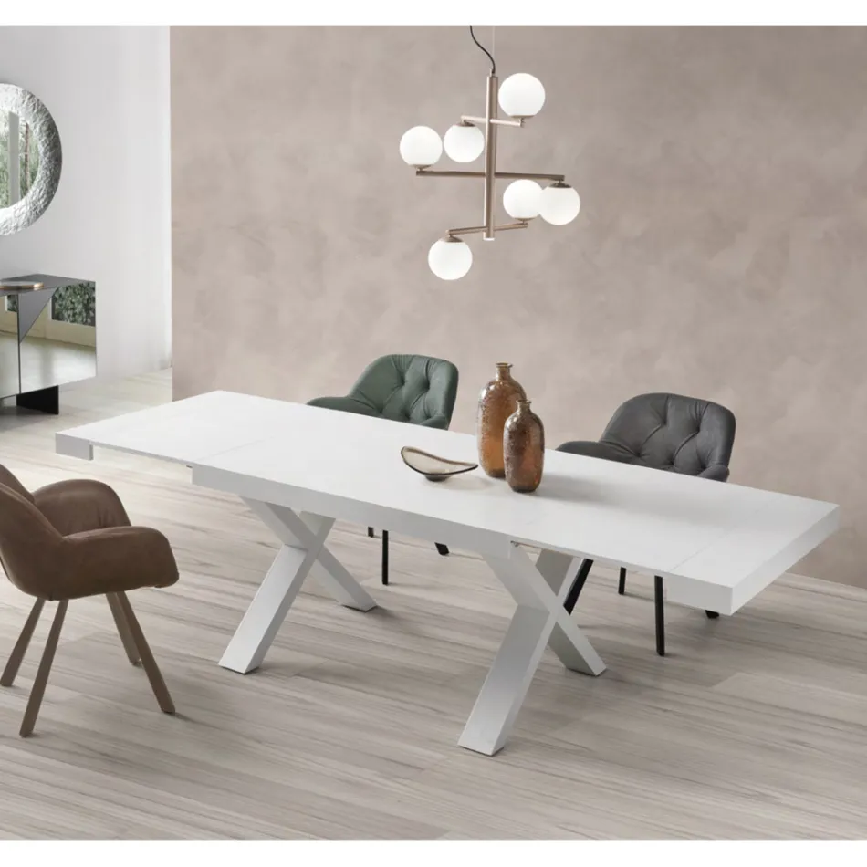 Mesa de Comedor Extensible a 260 cm Efecto Madera Made in Italy - Lenova viadurini