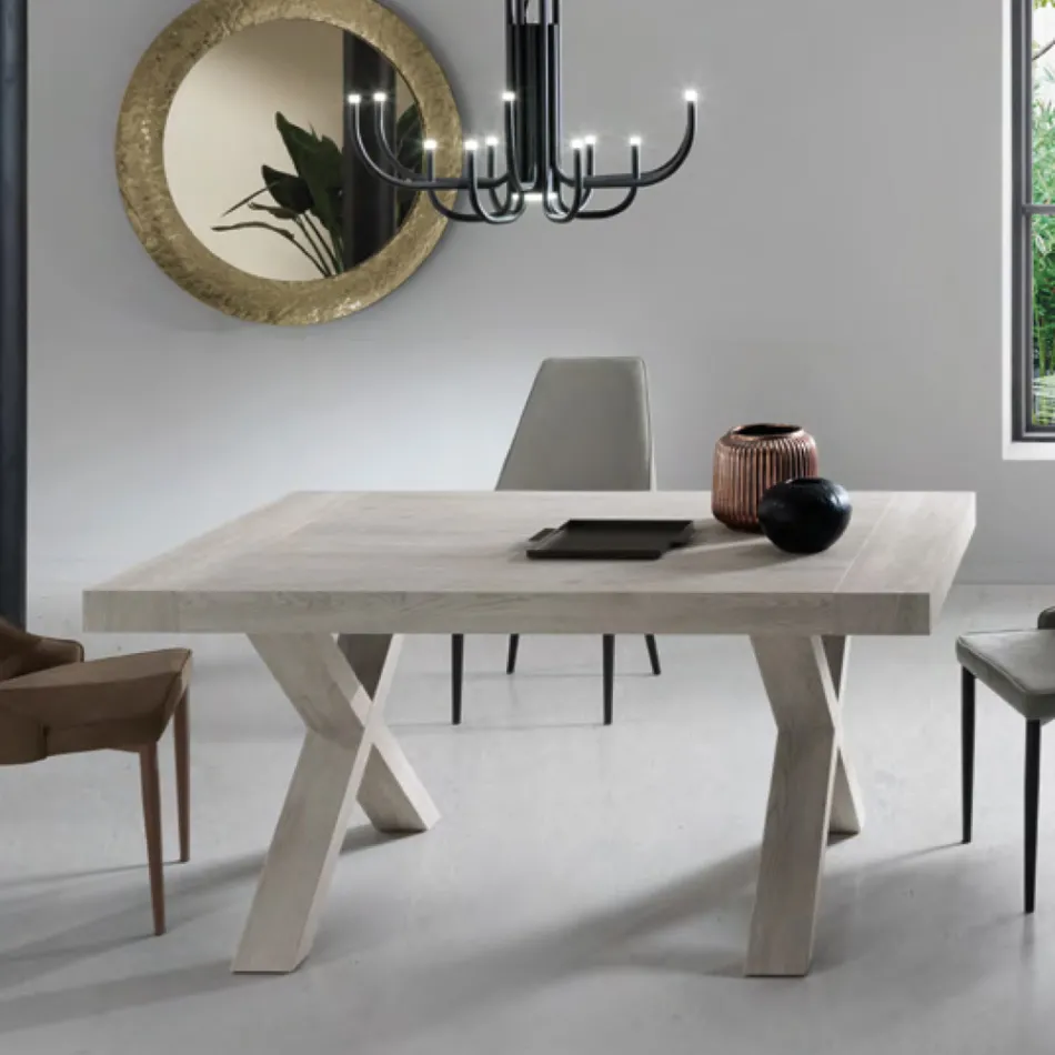 Mesa de Comedor Extensible a 260 cm Efecto Madera Made in Italy - Lenova viadurini