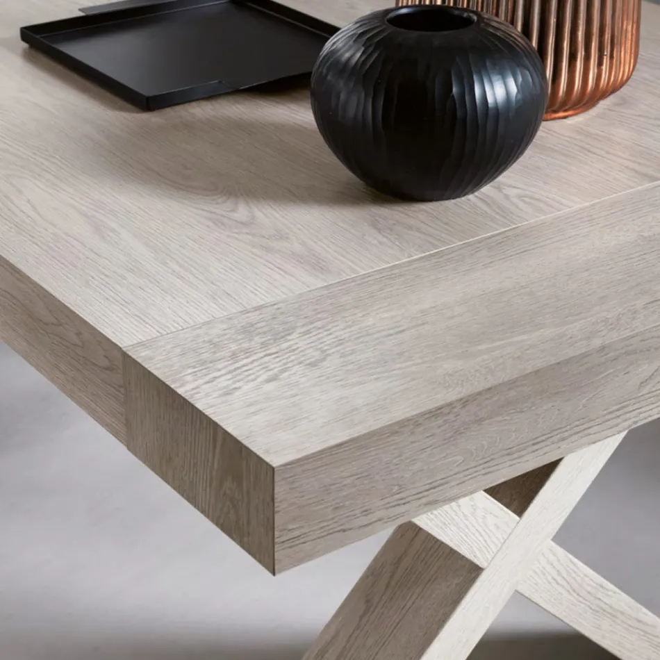 Mesa de Comedor Extensible a 260 cm Efecto Madera Made in Italy - Lenova viadurini
