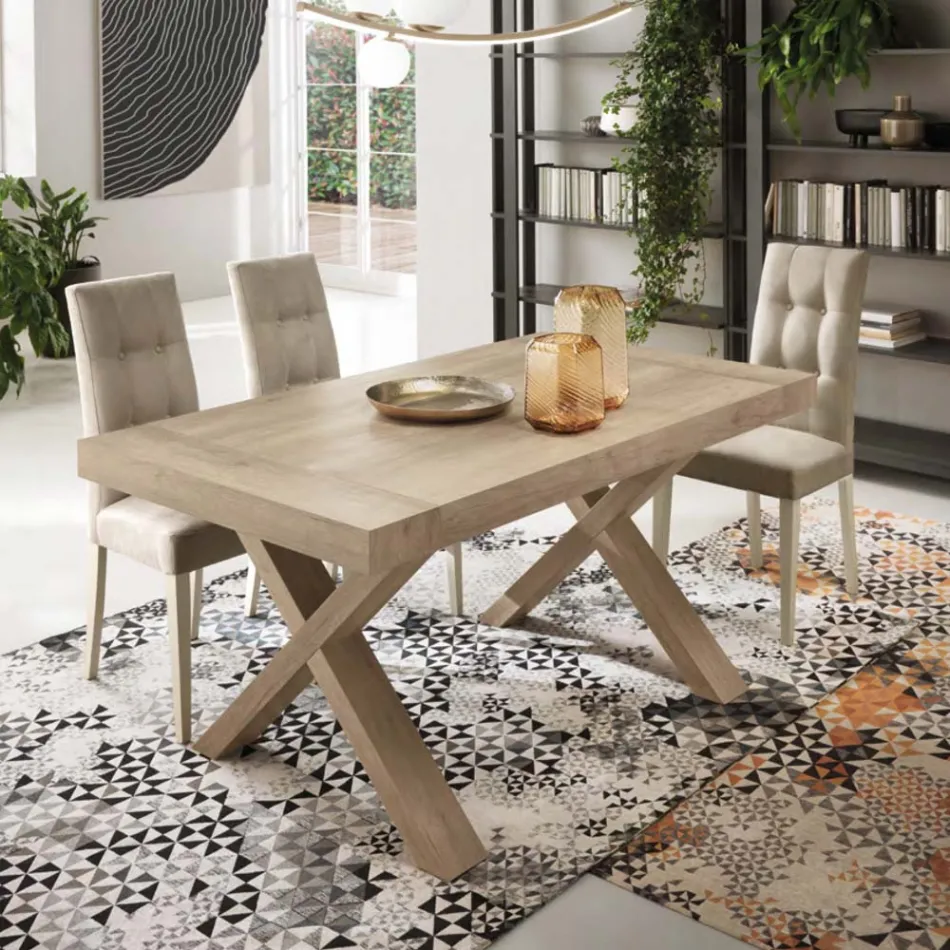 Mesa de Comedor Extensible a 260 cm Efecto Madera Made in Italy - Lenova viadurini