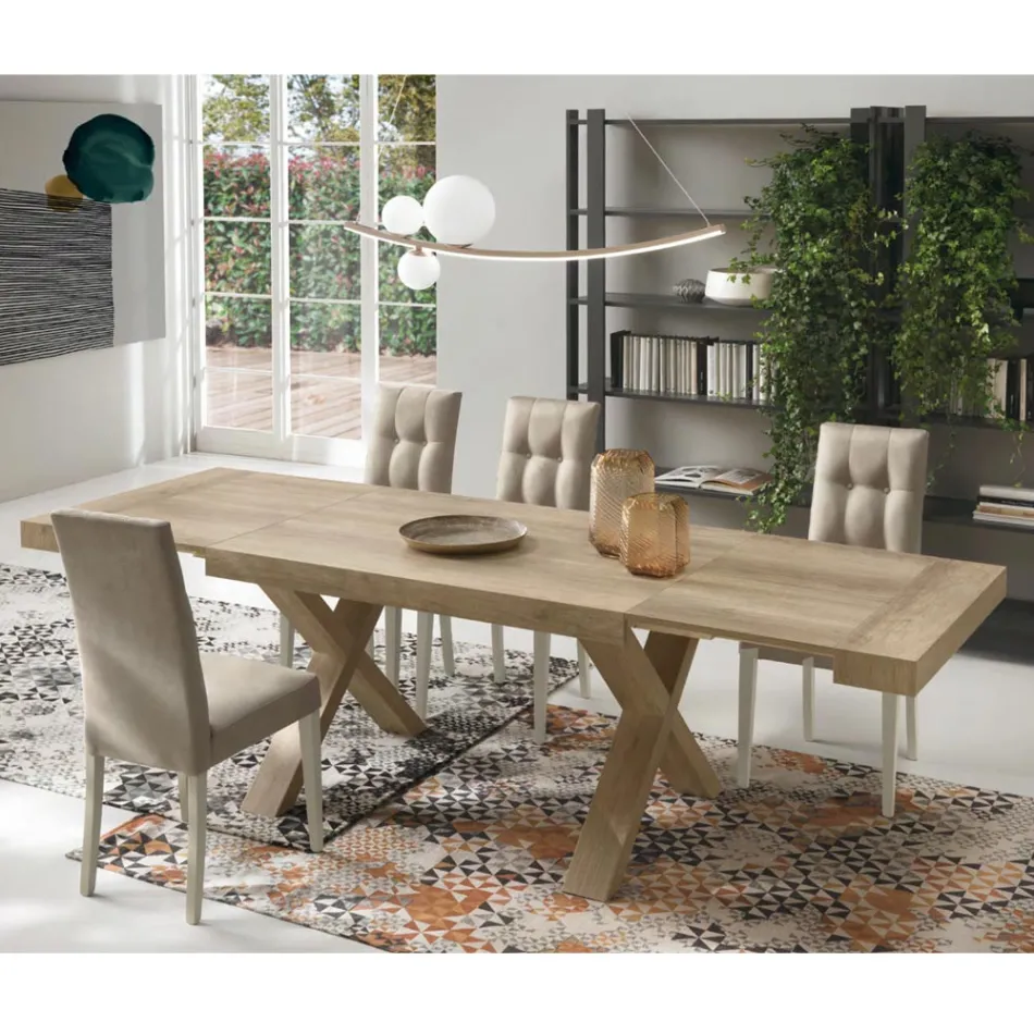Mesa de Comedor Extensible a 260 cm Efecto Madera Made in Italy - Lenova viadurini