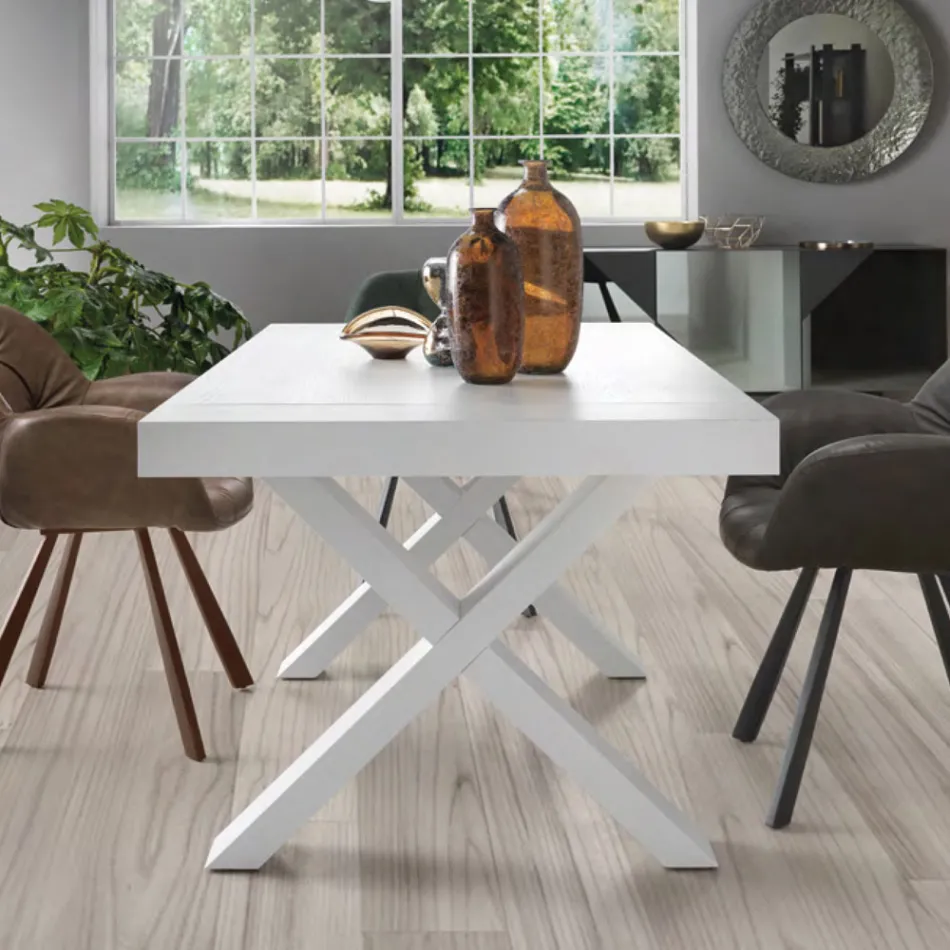 Mesa de Comedor Extensible a 260 cm Efecto Madera Made in Italy - Lenova viadurini
