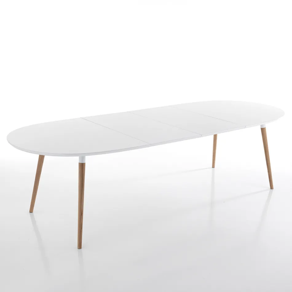 Mesa de comedor extensible hasta 270 cm en MDF y madera maciza - Maurizio viadurini