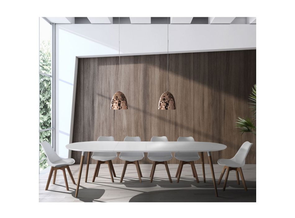 Mesa de comedor extensible hasta 270 cm en MDF y madera maciza - Maurizio viadurini