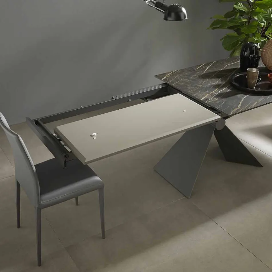 Mesa de comedor extensible a 298 cm en metal y tapa de cerámica - Anaconda viadurini