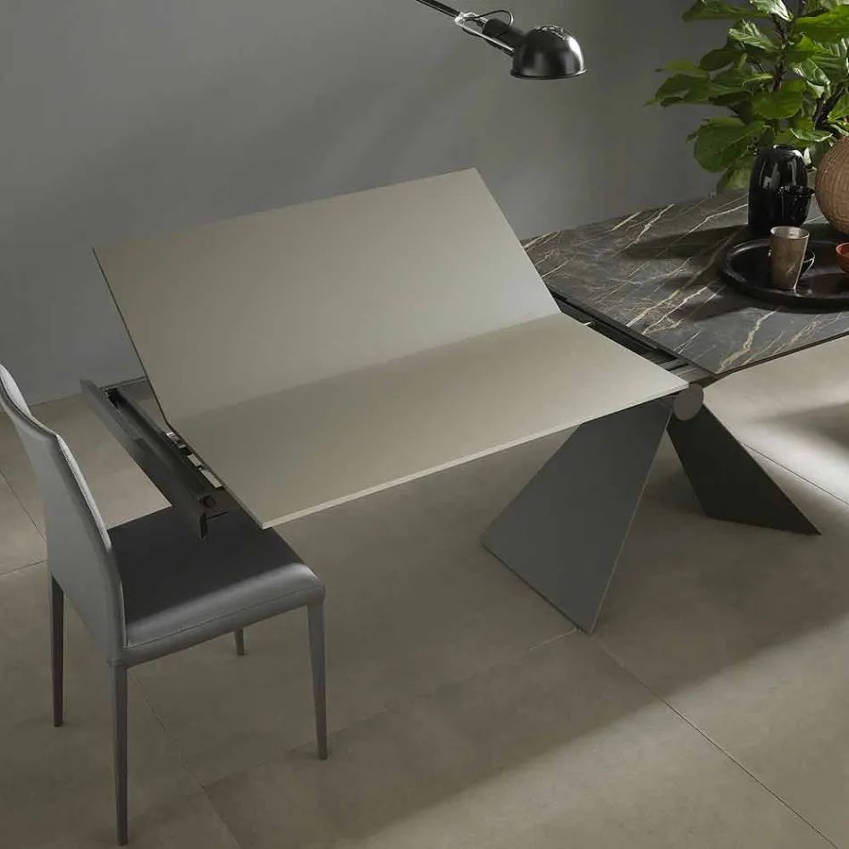 Mesa de comedor extensible a 298 cm en metal y tapa de cerámica - Anaconda viadurini