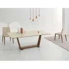 Mesa de Comedor Extensible hasta 3 m en Patas de Cerámica y Madera - Cesteo viadurini