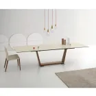 Mesa de Comedor Extensible hasta 3 m en Patas de Cerámica y Madera - Cesteo viadurini