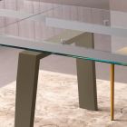 Mesa de comedor extensible hasta 300 cm en madera y tapa de cristal - Bedrio viadurini