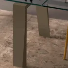 Mesa de comedor extensible hasta 300 cm en madera y tapa de cristal - Bedrio viadurini