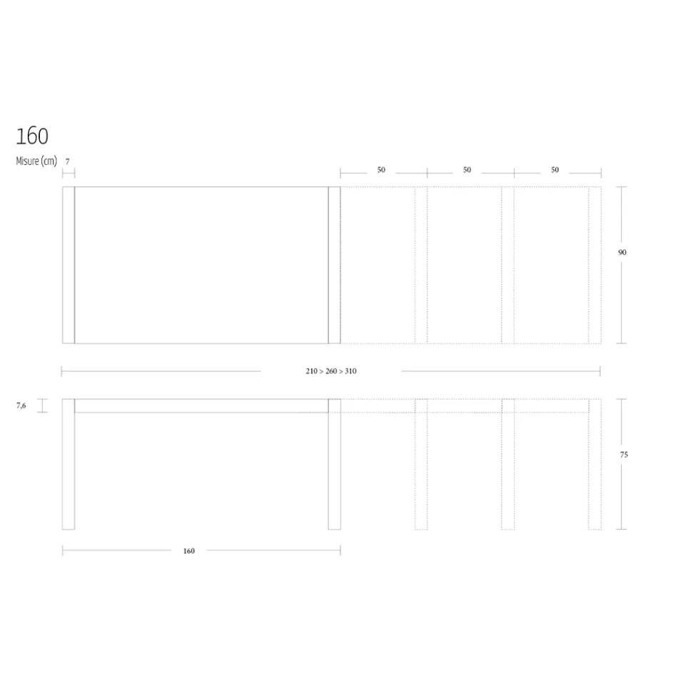 Mesa de Comedor de Metal Extensible a 310 cm Made in Italy - Euclide viadurini